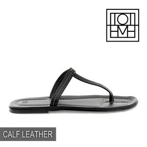 Totême Studio Black T-Strap Calf Leather Slides